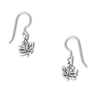 Simple Pewter Maple Leaf Dangle Earrings